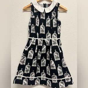 *ModCloth Sleeveless Mini Dress Goth Bird Emo Collared Small S